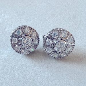 Silver & Rhinestone Stud Earrings